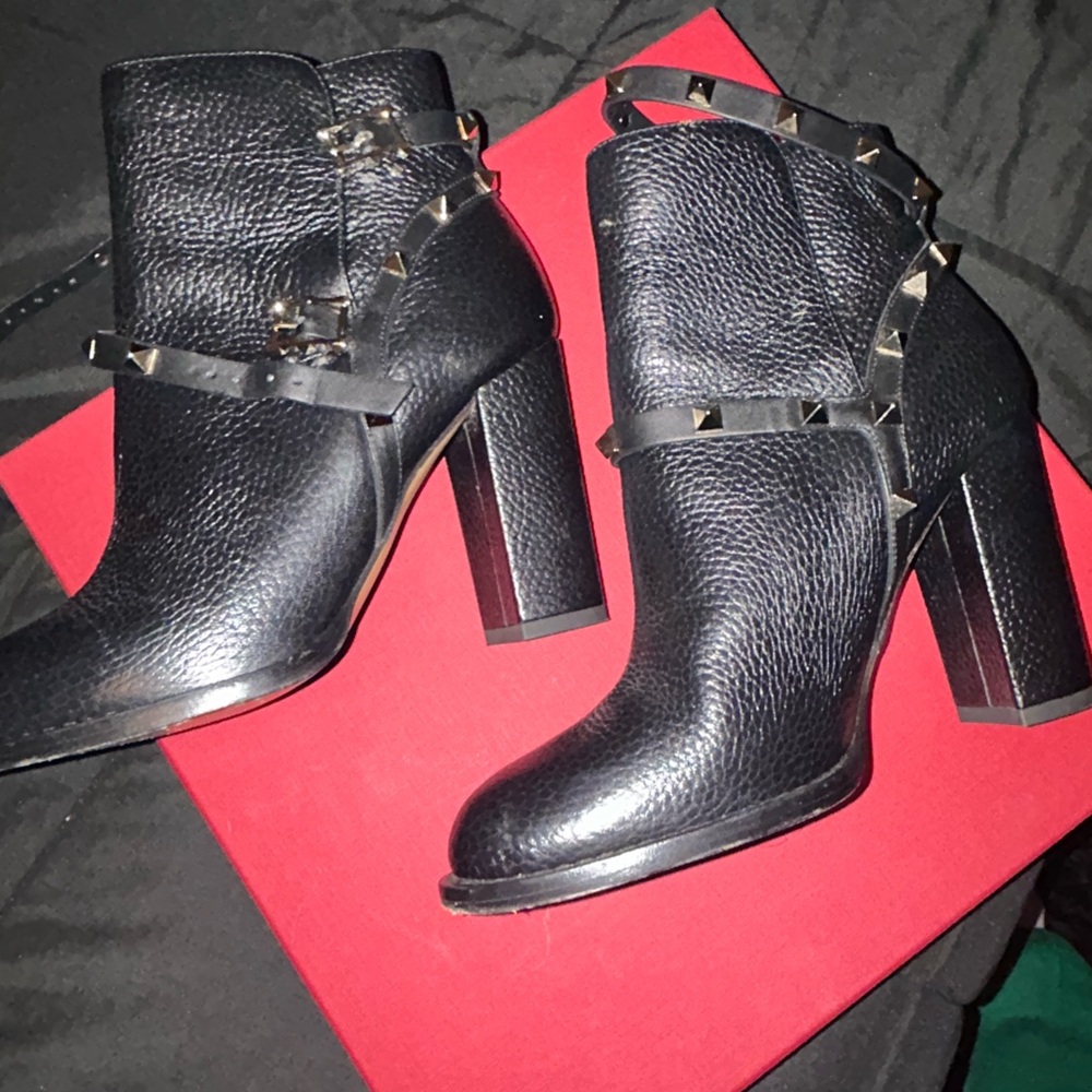 Valentino Garavani Black Studded Heeled Boots